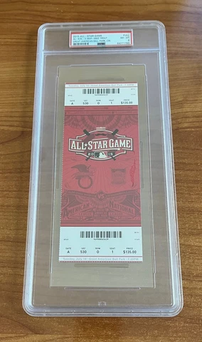 PSA 8 - MIKE TROUT MVP - Angels 2015 MLB BASEBALL ALL-STAR GAME FULL TICKET Cover