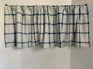 Valance Navy White Modern Farmhouse Check Plaid Window Pane Pattern Handmade - Picture 1 of 6