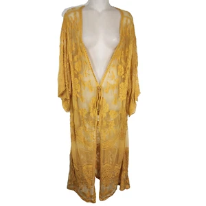 Cárdigan kimono Davi & Dani para mujer boho crochet encaje transparente palangre dorado grande - Imagen 1 de 11