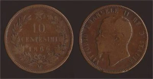 10 CENTESIMI 1866 M MILANO - VITTORIO EMANUELE II - Bild 1 von 1