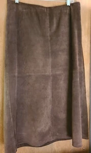 Maxi gonna vintage Sutton Studio marrone pelle scamosciata anni '90 - taglia 10 foderata completa - Foto 1 di 6