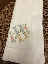 Linen/Cotton Blend 22 Inch Hemstitched Personalized Monogrammed Napkins White