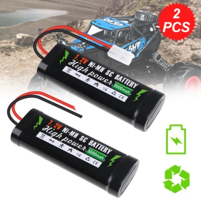 2 Stück Racing Akku 7,2V 5000mAh 10C NiMh Akku Batterie Stick Tamiya-2P Stecker - Bild 1 von 4