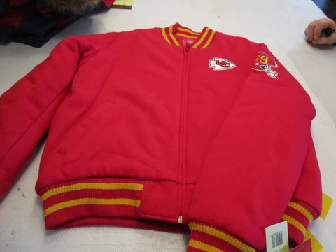 NEW NFL KANSAS CITY CHIEFS WOMENS THROWBACK  SUPERBOWL VARSITY JACKET RED LARGE Cover