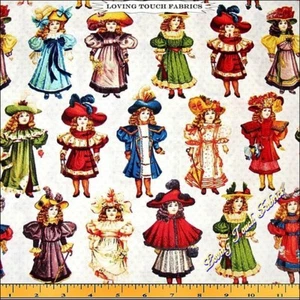 BLUE HILL "VIKTORIANISCHE PAPIERPUPPEN" 8019-012 WEISSER STOFF PREIS @ 1/2 YD - Bild 1 von 1