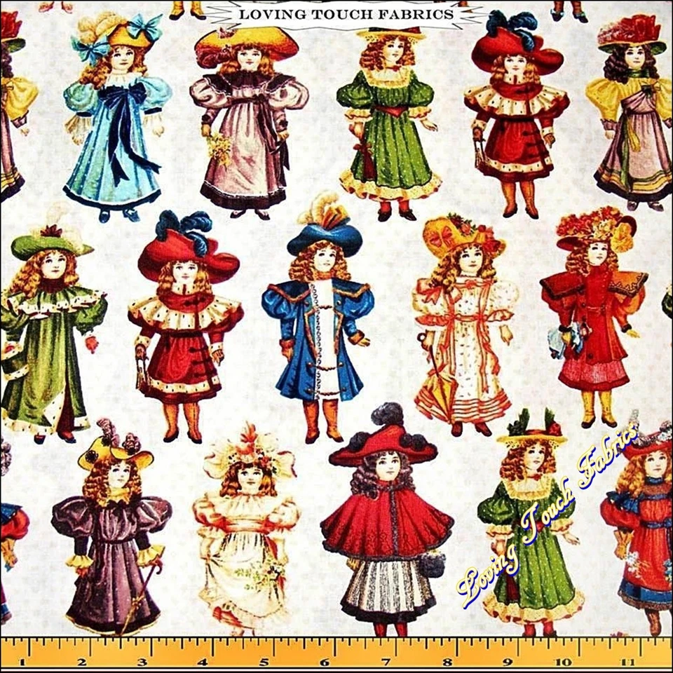 BLUE HILL "MUÑECAS DE PAPEL VICTORIANAS" 8019-012 TELA BLANCA PRECIO @ 1/2 YD Foto 1 de 1