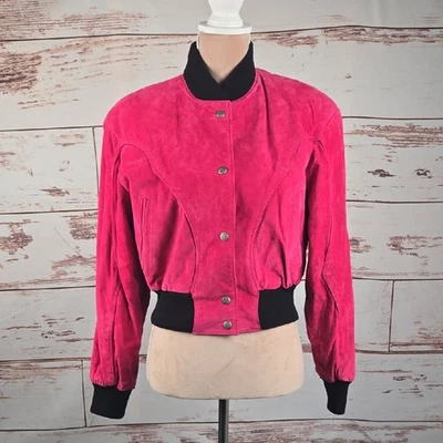 Chaqueta de Cuero Chía Vintage Años 80 Rosa Caliente Talla Pequeña Foto 1 de 4
