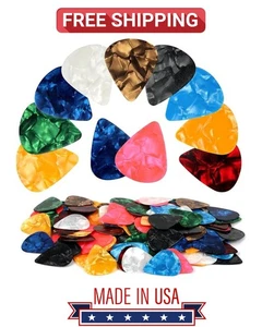 120 Guitar Picks Celluloid Pics Plectrum Bass 3 Thickness 0.46Mm 0.71Mm 0.96Mm - Picture 1 of 7