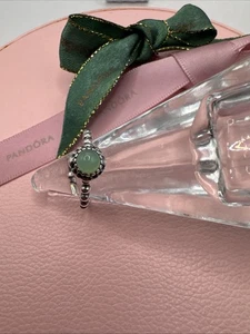 Pandora Green Chrysoprase May Birthstone Bubble Ring Size 52 Genuine 190854CH - Picture 1 of 7