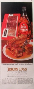 1962 Log Cabin Syrup print ad Bacon Logs Armour Star Bacon - Picture 1 of 2