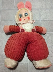 Costume lapin flou vintage bébé poupée rose grands yeux 16 po - Photo 1/2