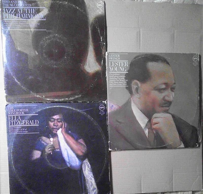 Lester Young, Charlie Parker, Ella Fitzgerald Lot of 3 Verve gatefold double LPs Foto 1 de 4