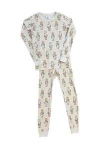 Hanna Andersson Girls Ice Cream Cone Print Long John Pajama Set SZ 130 US 8 - Picture 1 of 10