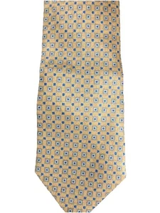 Alexander Julian Men's Tie Necktie Gold Blue Print 100% Silk 58” EUC 5M43 - Foto 1 di 4