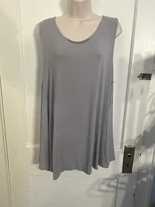 Ellen Weaver Women’s 2X Sleeveless, Light Gray Tunic Top, Soft, Gold Chain Att - Picture 1 of 8