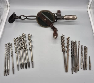 Vintage Millers Falls Co Nr. 12 HANDBOHRMASCHINE 2 GESCHWINDIGKEITEN MIT BITS - Bild 1 von 15