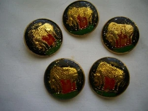 GOLD,  METAL /  ENAMEL  EFFECT  ORIENTAL ANIMAL  DESIGN BUTTONS x 5 Free P & P - Picture 1 of 3