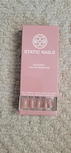 Statische Nägel wiederverwendbar Pop on Maniküre Pfingstrose rund, neu im Karton - Bild 1 von 4