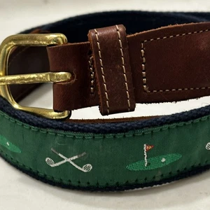 Cinturón de cuero con motivo de golf Preston talla 32 hecho en EE. UU. - Imagen 1 de 10
