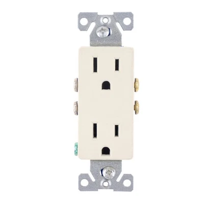 EATON COOPER 1107A-L DECORATOR STRAIGHT BLADE RECEPTACLE, 15A, 125V, ALMOND - Image 1 of 2