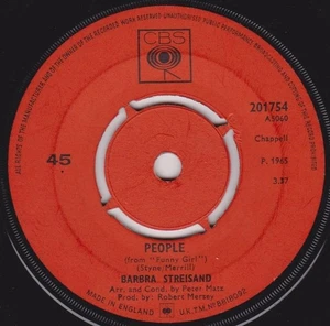 Barbra Streisand ‎– People (CBS 1966) 7" vinyl single VG/- - Bild 1 von 4