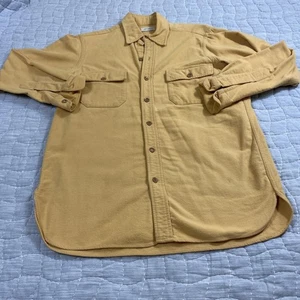 L.L. Bean Shirt Mens 15.5 Tan Chamois Cloth Flannel Button Front Two Pockets - Picture 1 of 11