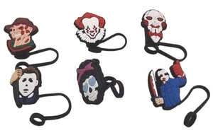 Horror Villains Halloween Straw Top Covers 30-40 oz Tumbler 6 Pieces (A) (T161) - Picture 1 of 10