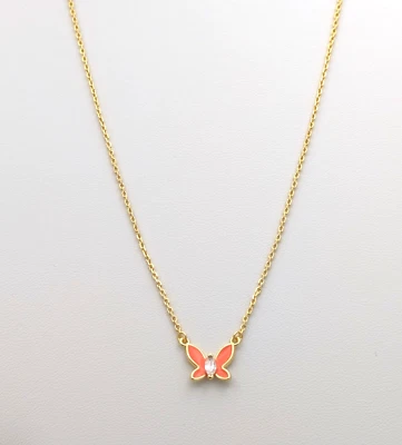 Kate Spade New York SOCIAL BUTTERFLY Pendant Necklace in Coral with Dust Bag - Image 1 of 4
