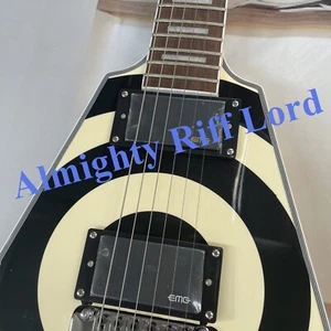 USA ZAKK Flying V E-Gitarre Yellow Circle Chrom Hardware kostenloser Versand - Bild 1 von 5