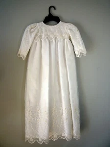 GIRL TODDLER Long CHRISTENING BAPTISM FORMAL DRESS SIZE 24M Beaded Lace layers - Picture 1 of 9
