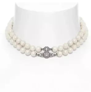 Vivienne Westwood /Doppelperlen Magnetverschluss-Halskette Silber - Bild 1 von 6