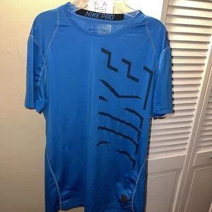 Nike Pro Combat Dri fit tshirt Medium Fitted COMPRESSION shirt Royal Blue - Picture 1 of 6