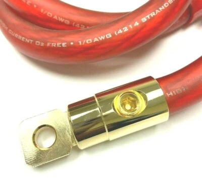 2pc GOLD Battery Car Stereo Power or Ground 1/0 Gauge 5/16" Ring Terminal Marine - Image 1 of 3