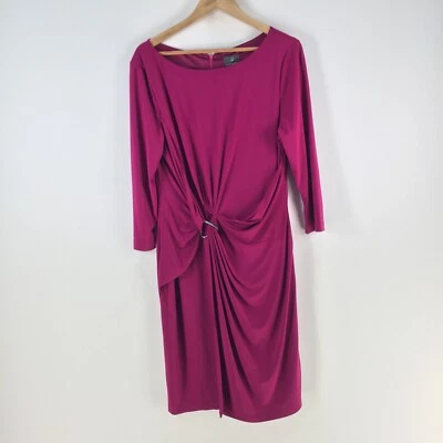 Adrianna Papell dress womens aus 18 magenta purple long sleeve gathered 112368 - Image 1 of 4