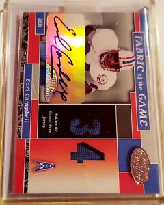 2002 LEAF CERTIFIED EARL CAMPBELL GAME WORN JERSEY PATCH AUTO  #FG10