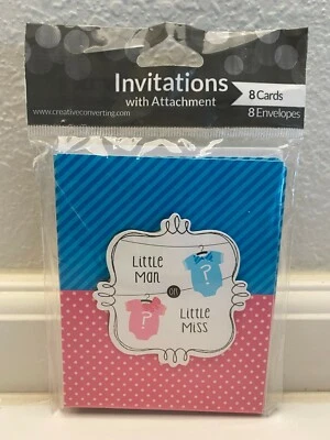 Little Man or Little Miss? Gender Reveal Baby Party Invitations w/Envelopes 8 ct - Image 1 of 3