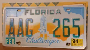 1991 SPACE SHUTTLE CHALLENGER SPECIALTY FLORIDA LICENSE PLATE EXPIRED AAG-265 - Picture 1 of 4