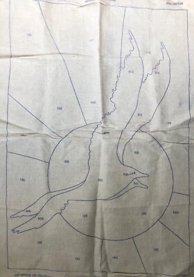 Vintage Jonathan Livingston Seagull Rug Pattern Sun Bird 313 Printed Cotton Base - Image 1 of 4