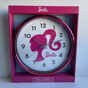 New 2023 Barbie 12 Inch Round Pink Analog Wall Clock - Picture 1 of 10