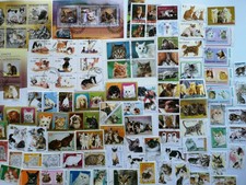 200 Different Cats Domestic and Wild on Stamps Collection
