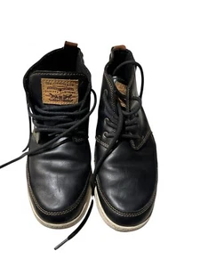Levi Strauss High Top Men Shoes Size 7 Sneaker Style Lace Up Black W/ Brown EUC - Picture 1 of 11