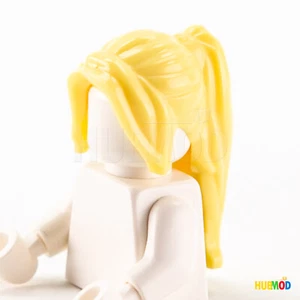 Minifigura LEGO genuina cabello amarillo claro hembra cola de caballo bangs laterales largos - Imagen 1 de 5