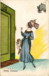 Minos (Mario Gazzera) - Art Deco - "Donnina", Lady - Porta Fortuna Angelo - M014 - Imagen 1 de 2