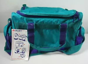 OK DELSEY Teal/Blue & Purple Holdall Duffle - Gym Bag - Luggage - Retro/Vintage - Picture 1 of 3