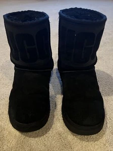 UGG BOOTS WOMENS SIZE 5 SUEDE BLACK SPARKLE MID BOOT SUPER WARM UGGS - Picture 1 of 5