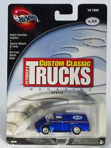HOT WHEELS 100% '56 FORD F-100 PANEL TRUCK PETERSEN'S CUSTOM CLASSIC TRUCKS BLUE - Picture 1 of 8
