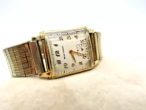 Vintage Gents Waltham Tank Sub Second Cal 750-B 4 Adj's Watch 14K GF Case Repair - Picture 1 of 13
