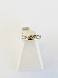Anillo de diamantes de oro blanco liso 14K todo natural 0,21 TCW G color SI1 talla 7,25 - Imagen 1 de 4