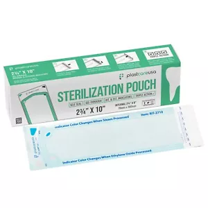 Self-Sealing Sterilization Pouch, 2.75" x 10", Paper/Blue Film Case of 2000 - Picture 1 of 8