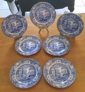 Spode England c.1816 Blue Italian 7.5" Salad Plates Lot of 7 EXC COND!! - Picture 1 of 6